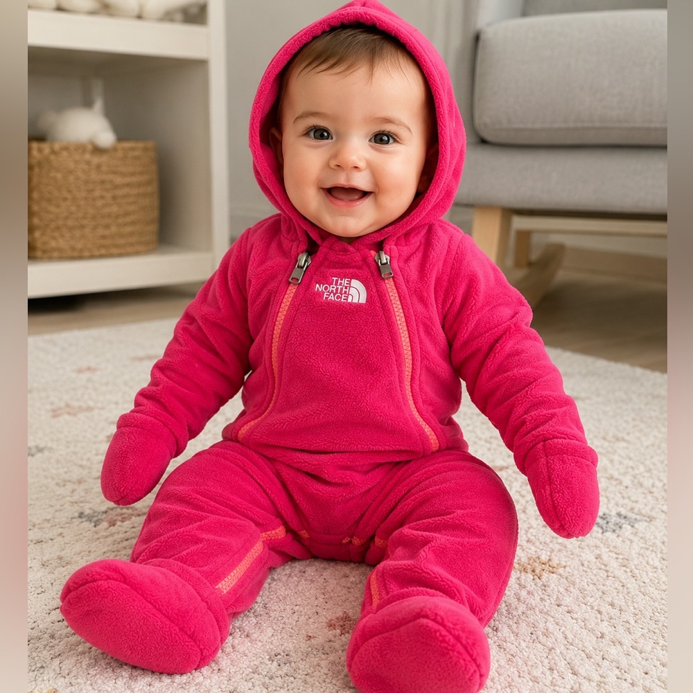 The North Face Infant Fleece One-Piece Snowsuit – Size 3–6 Months
